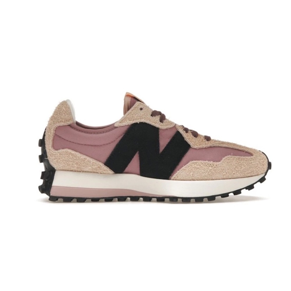 New Balance Pink and Beige Suede Trail Runner Sneakers